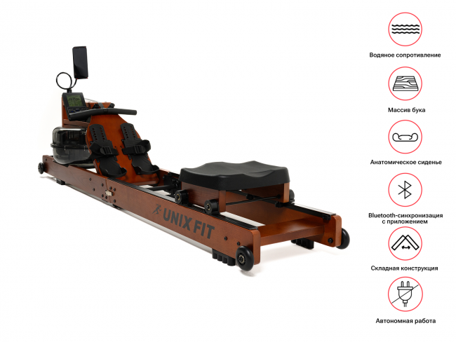 Гребной тренажер UnixFIT Wood Rower 